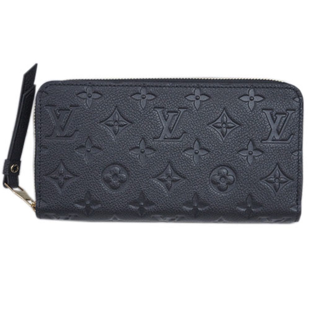 Zippy Wallet Round Zipper Monogram Implant Leather Noir Long Wallet